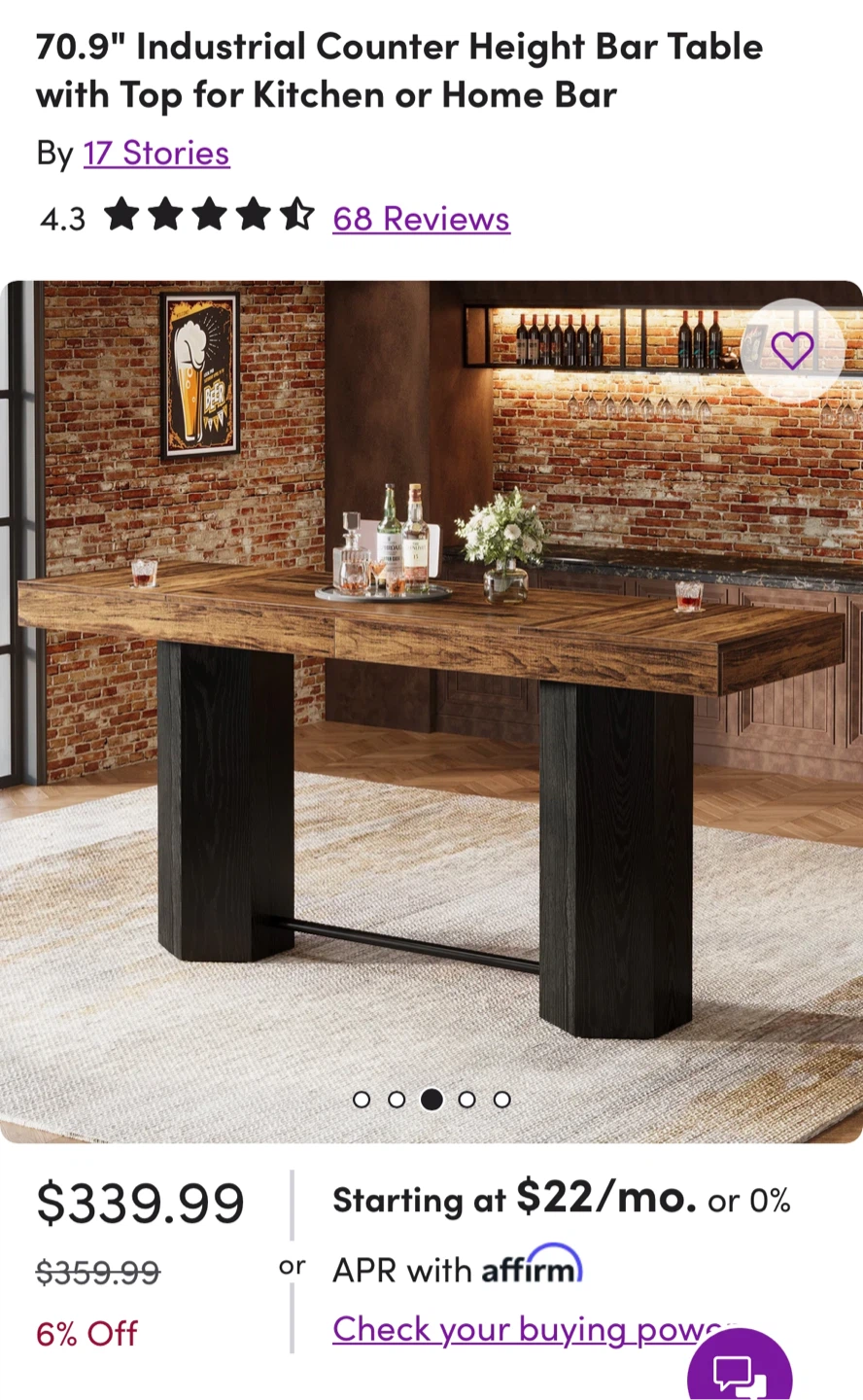 Stories Industrial Bar / Counter Table - photo 2