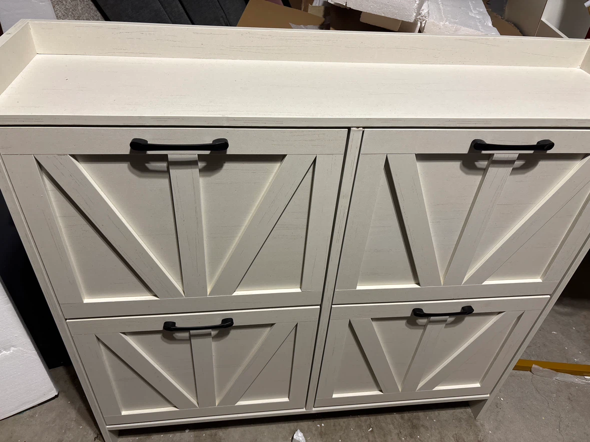 White Farmhouse Shoe Storage Organizer cabinet