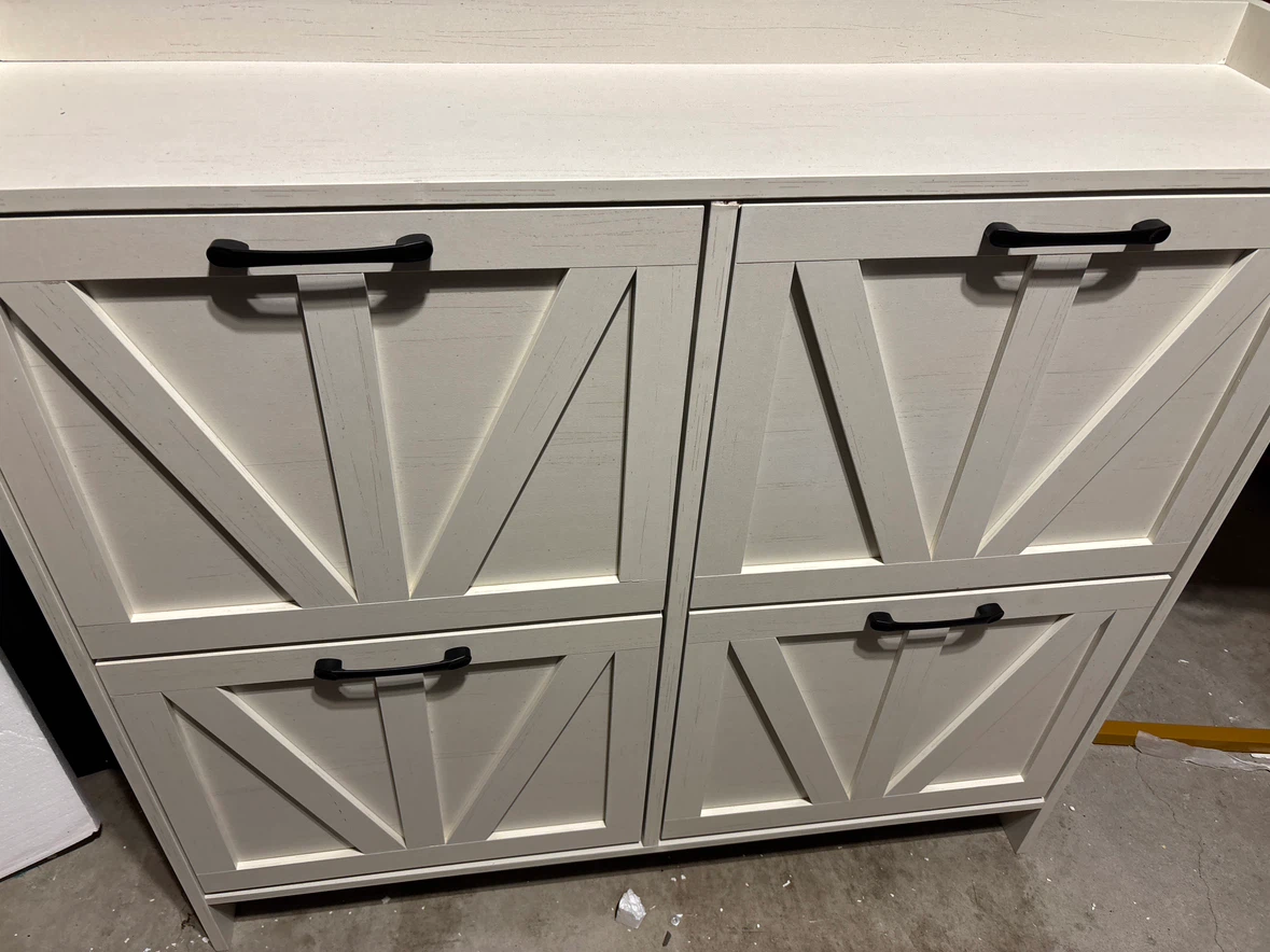 White Farmhouse Shoe Storage Organizer cabinet - photo 2