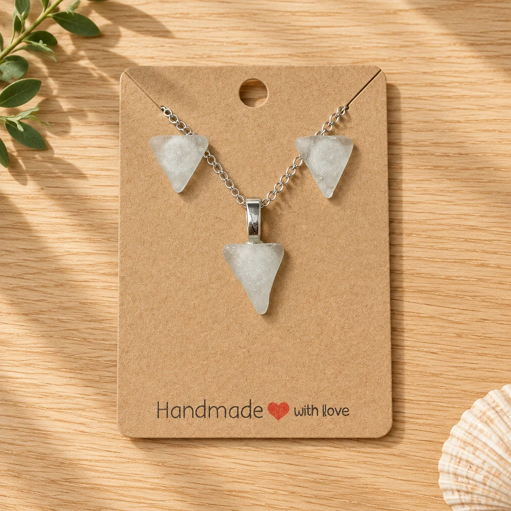 🌊Sea Glass Earring & Necklace Set