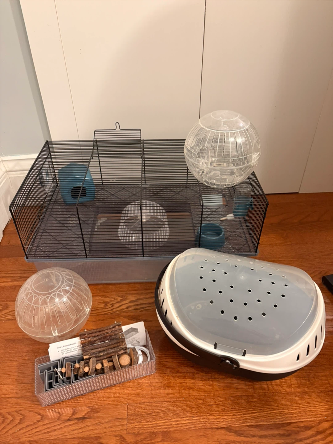 Hamster cage, travel cage and 2 hamster wheels