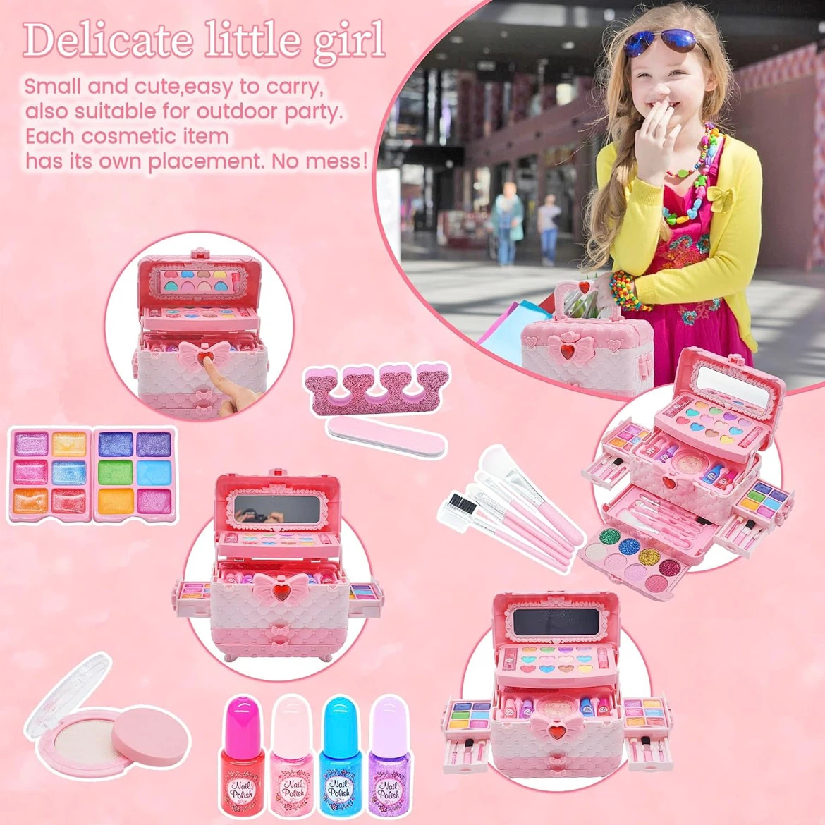 Brand New Kids Makeup Set in Pink Carrier Case - photo 4