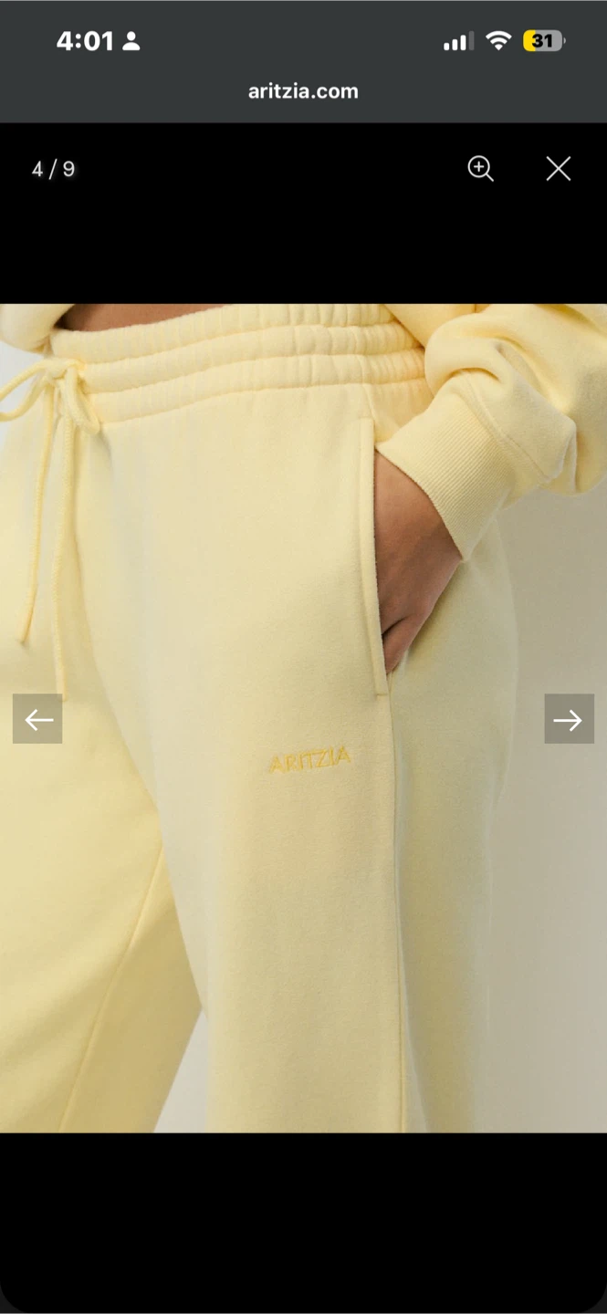 Aritzia Yellow Sweatpants