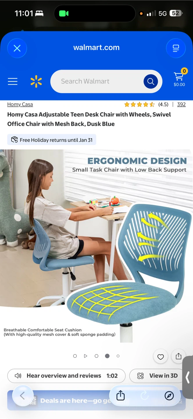 Homy Casa Mint Green Adjustable Office Chair - photo 2
