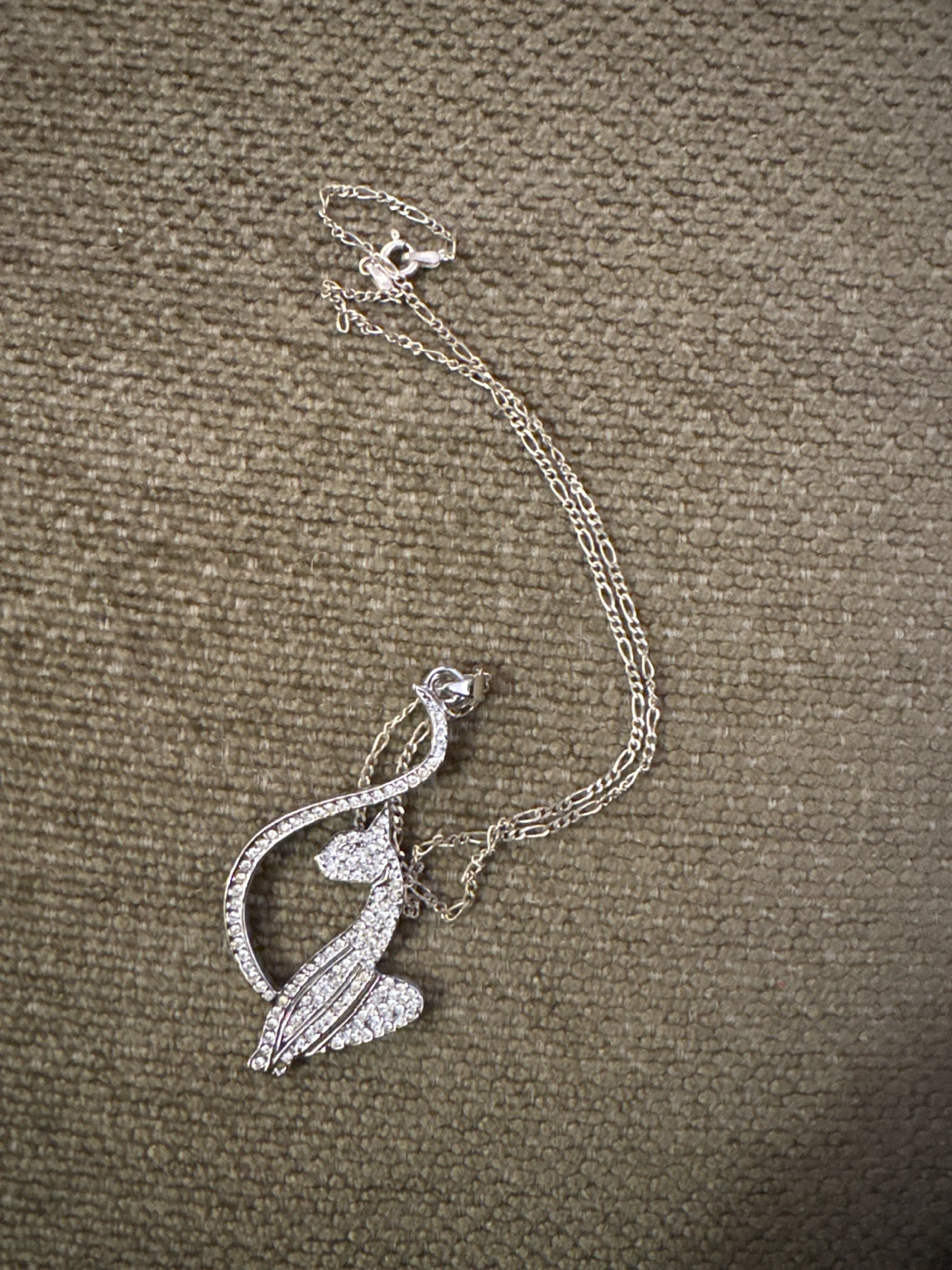 925 Italy Sterling Silver chain w/Cat Pendant