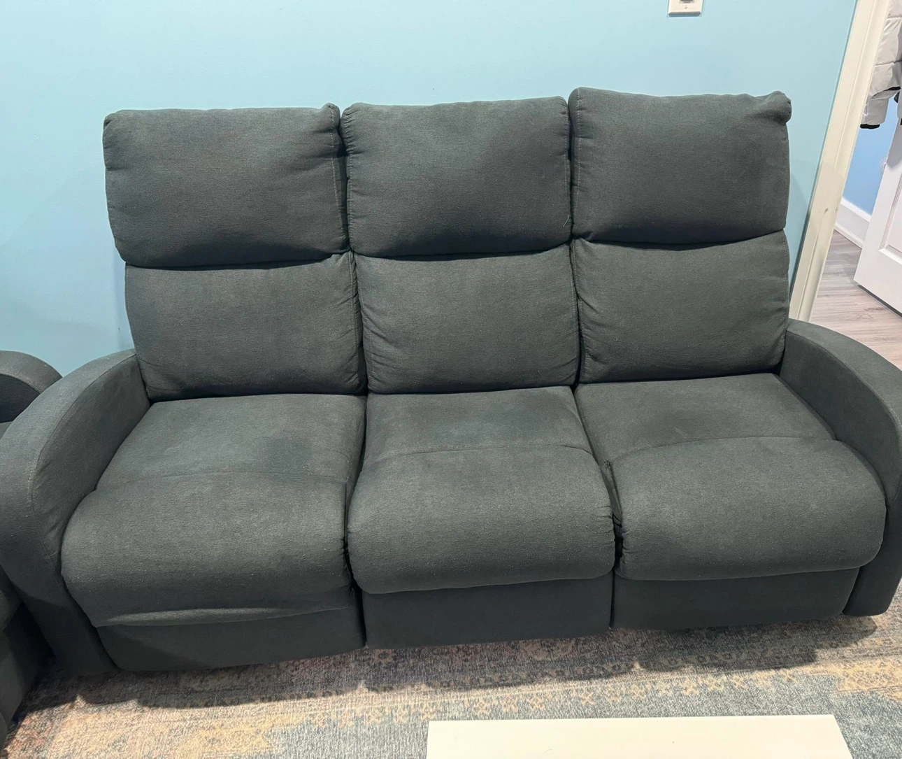 Dark Grey Reclining Sofa and Loveseat Set - photo 2
