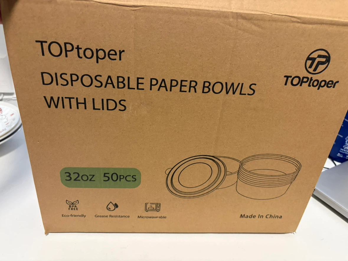 TOPtoper 32oz Disposable Paper Bowls with Lids (50 Pieces) - photo 2