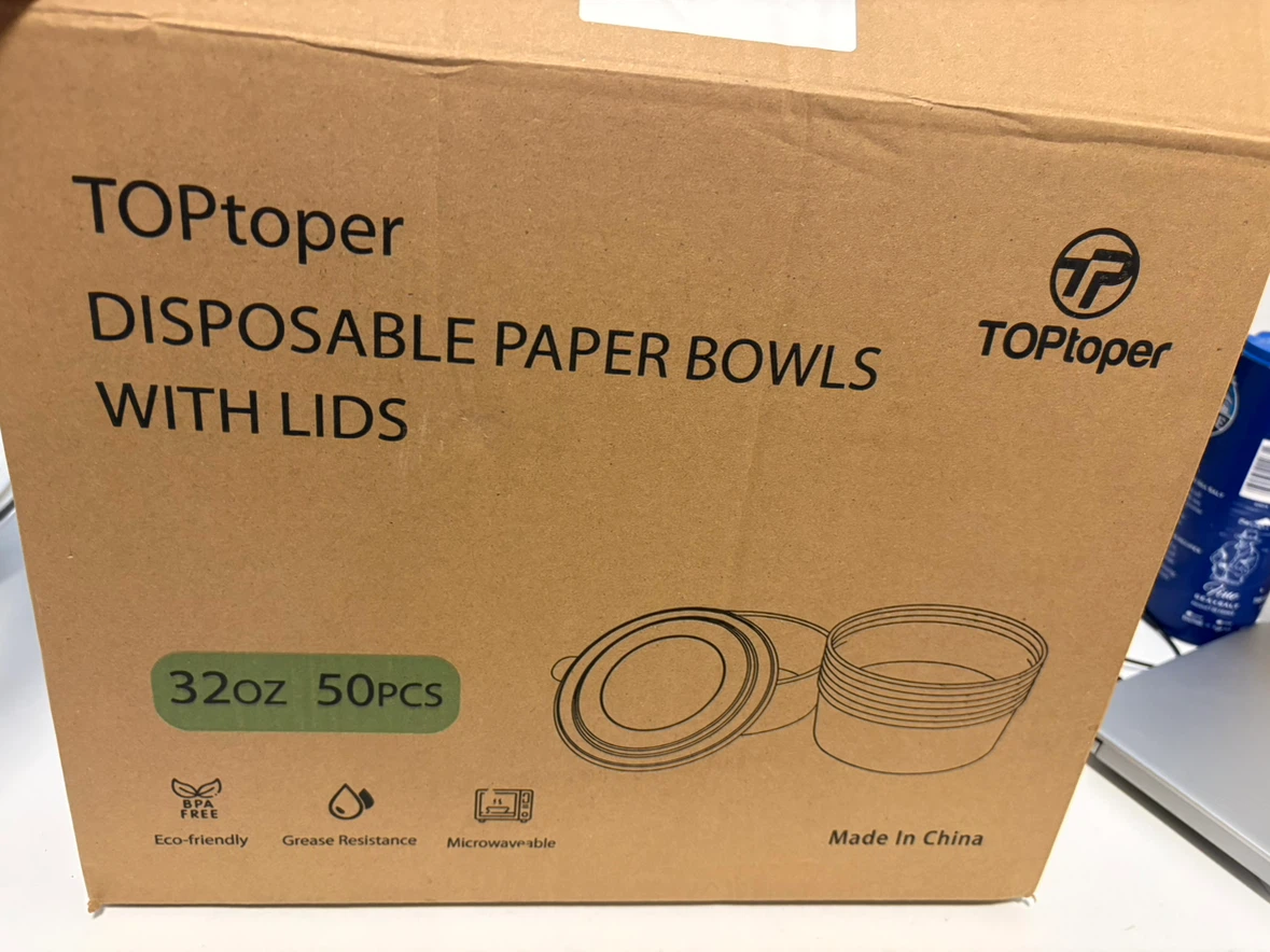 TOPtoper 32oz Disposable Paper Bowls with Lids (50 Pieces) - photo 3
