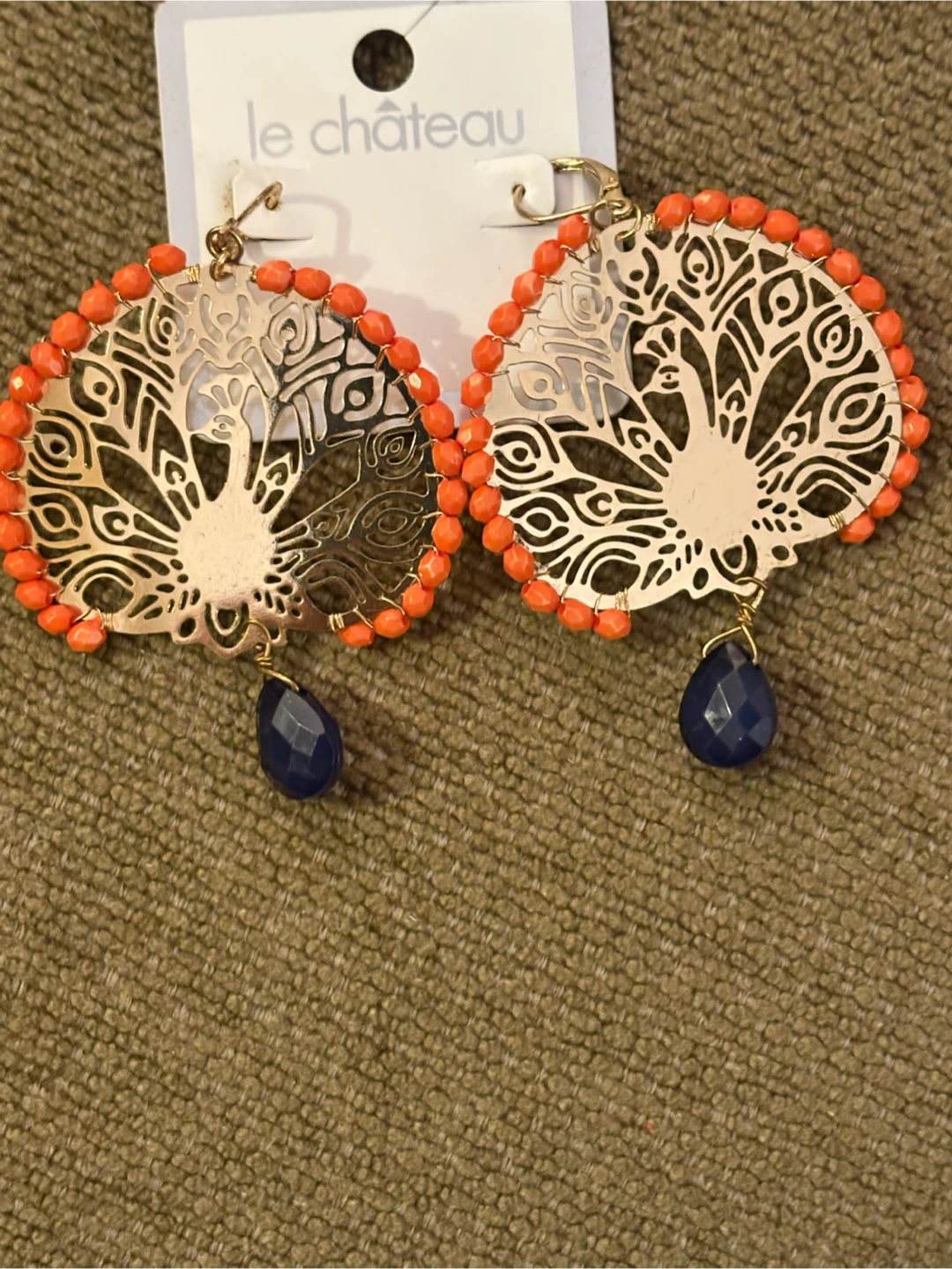 Vintage Le Chateau Peacock Design Earrings