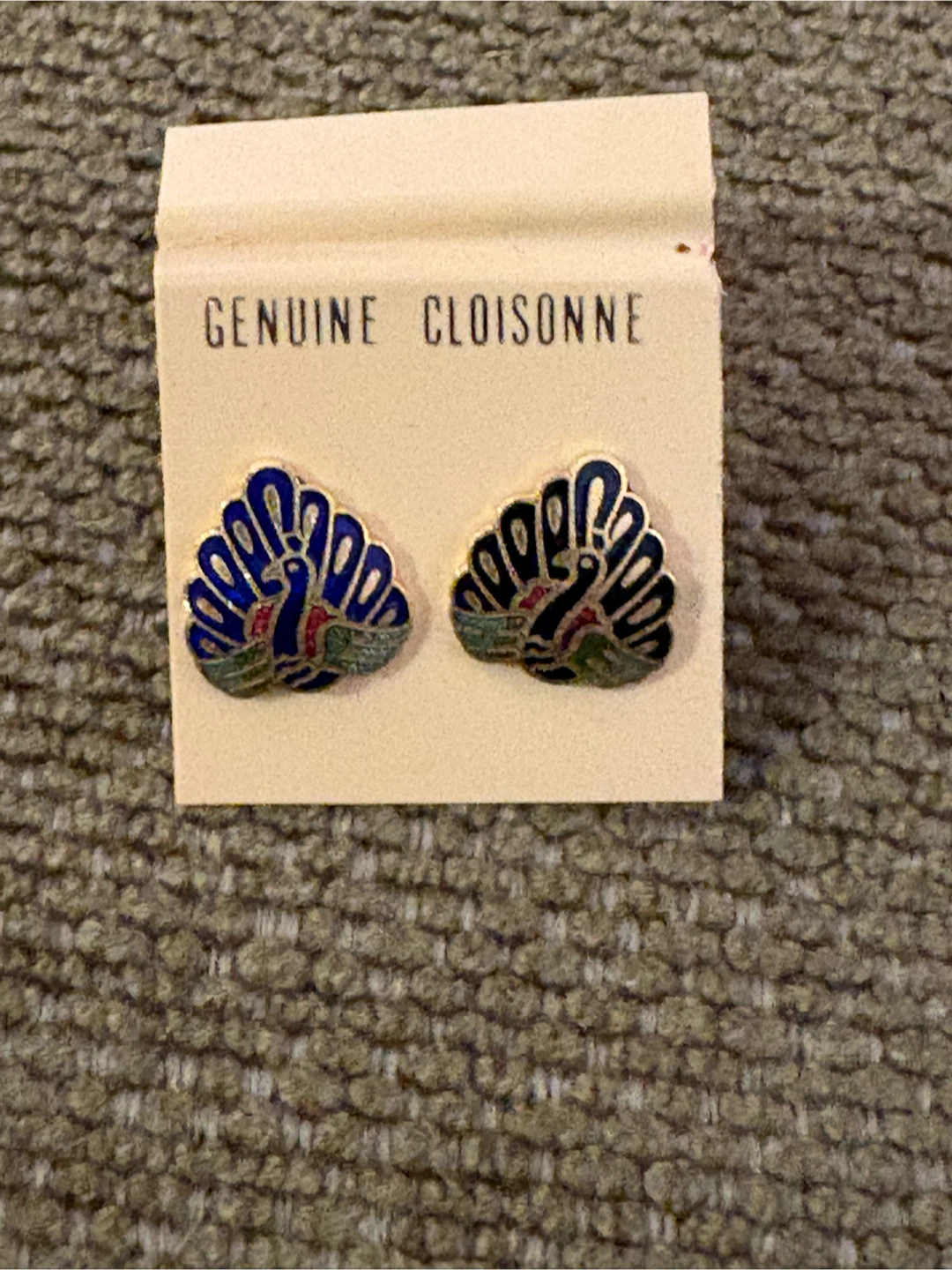 Genuine Cloisonne Peacock Earrings