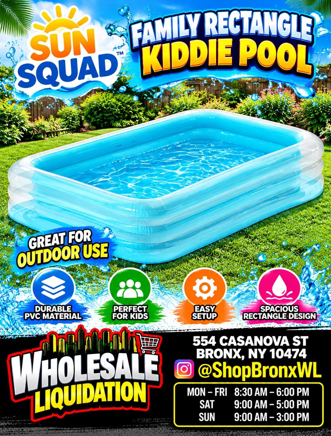 Sun Squad Family Rectangle Kiddie Pool