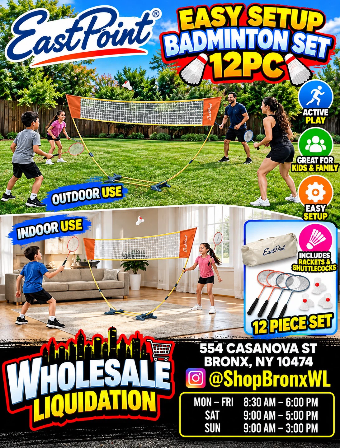 EastPoint 12-Piece Badminton Set