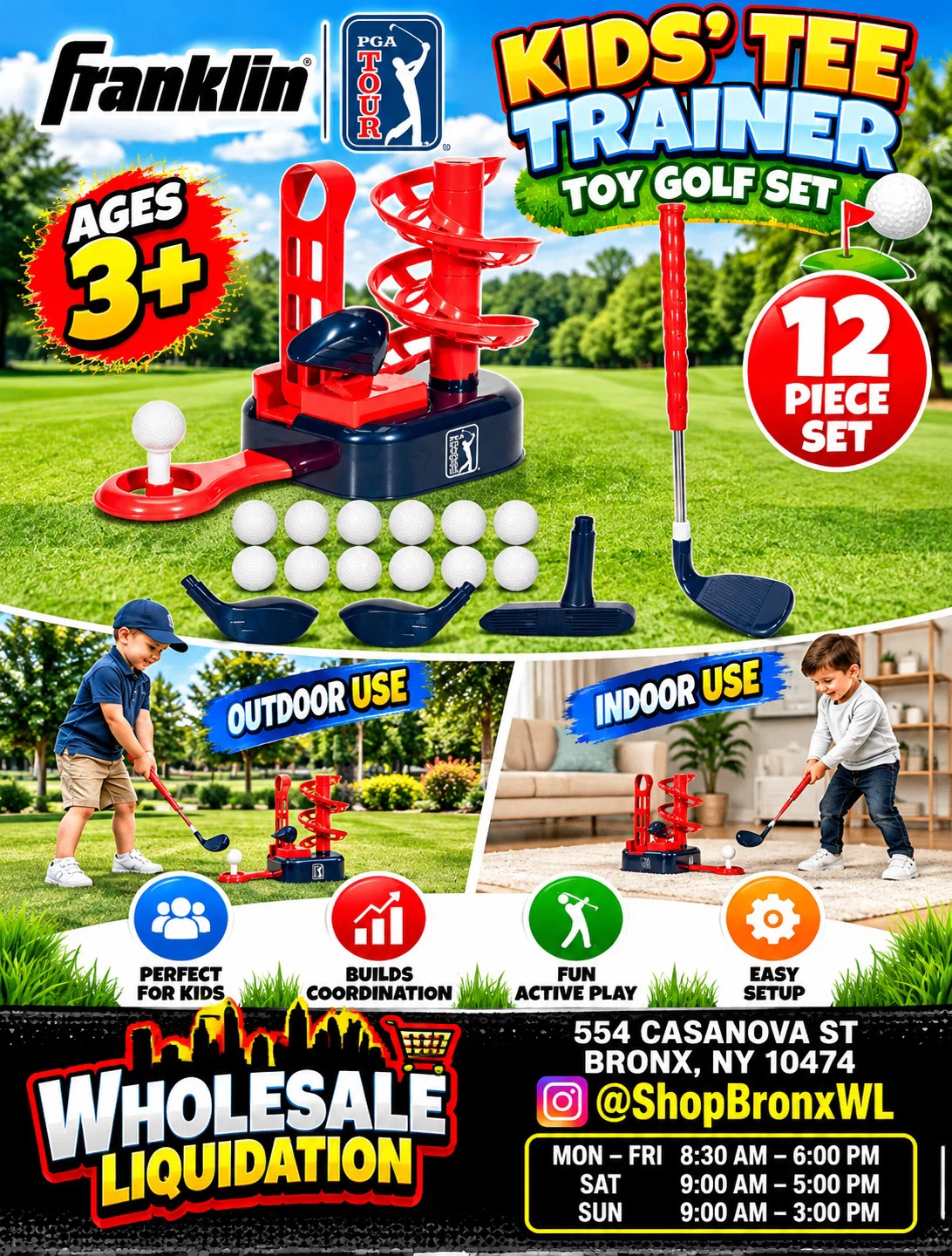 Franklin Kids Tee Trainer Toy Golf Set