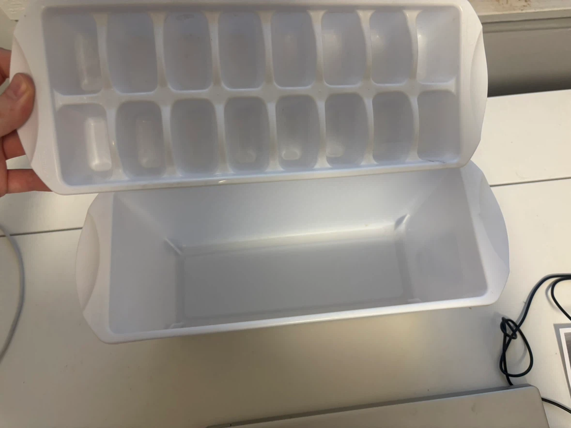 White Plastic Ice Cube Tray with Storage Bin - photo 2