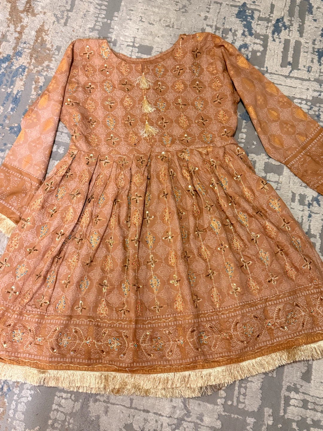 Embroidered Peplum Top in Copper - photo 3