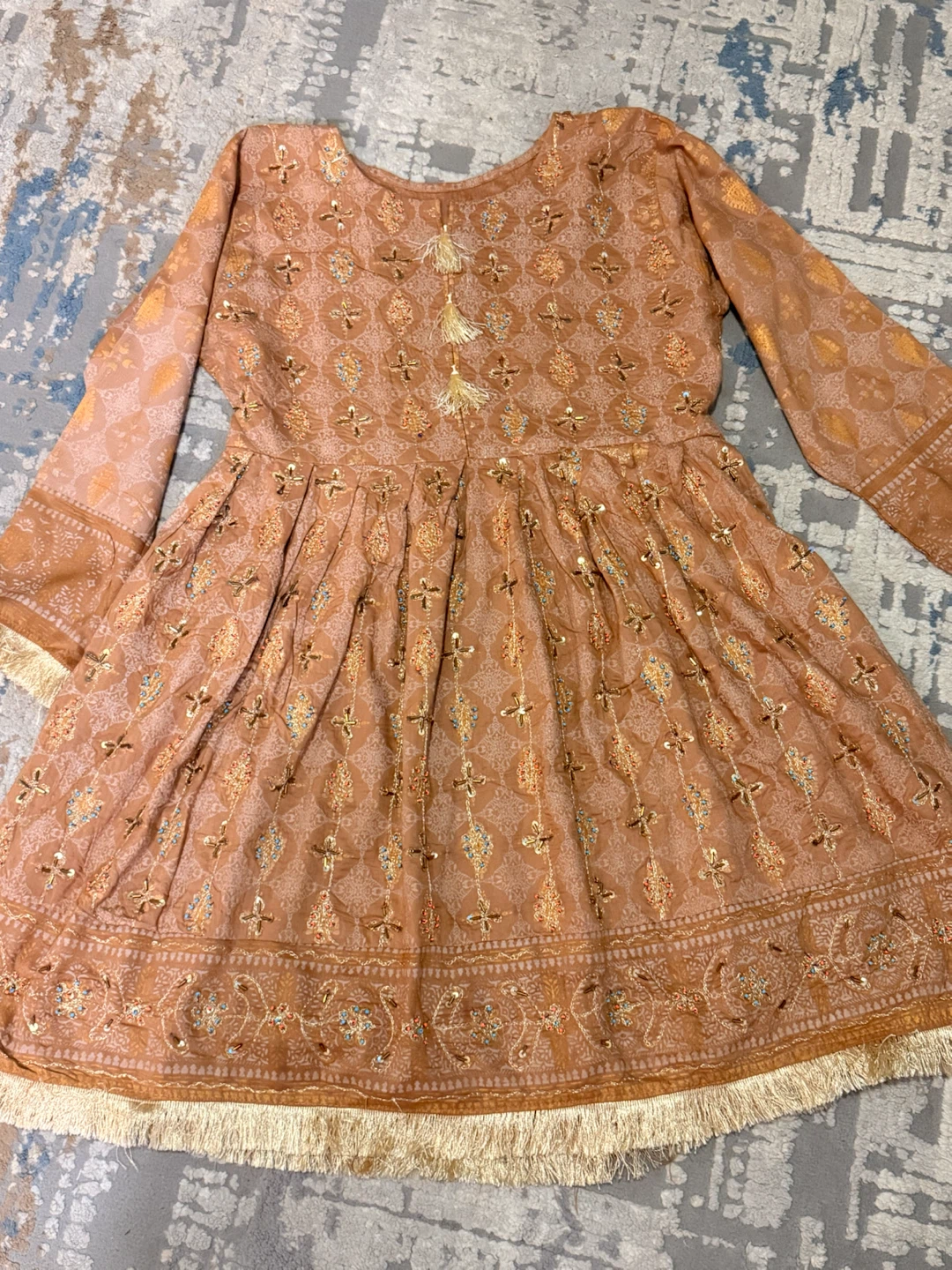 Embroidered Peplum Top in Copper - photo 4
