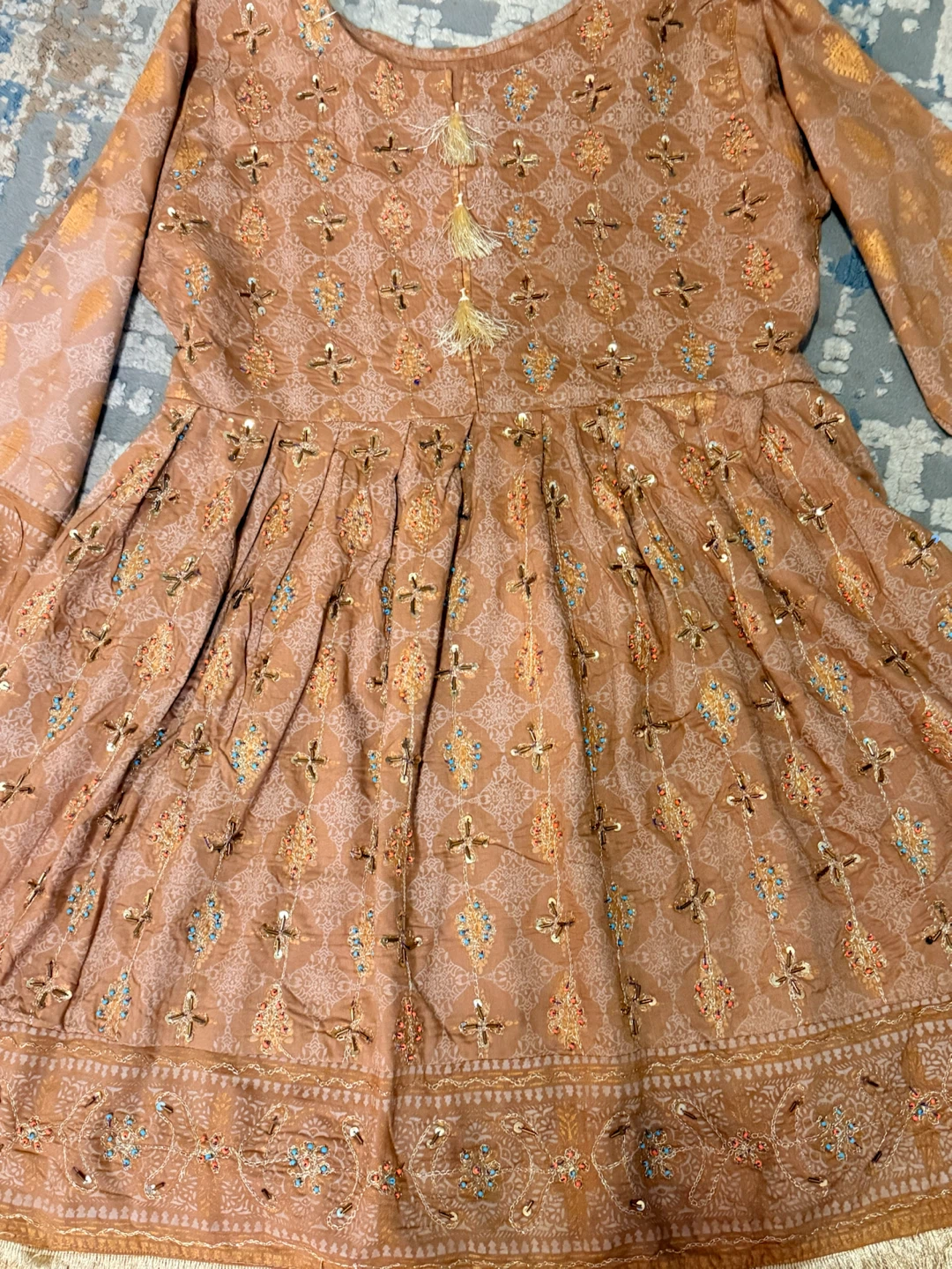 Embroidered Peplum Top in Copper - photo 5