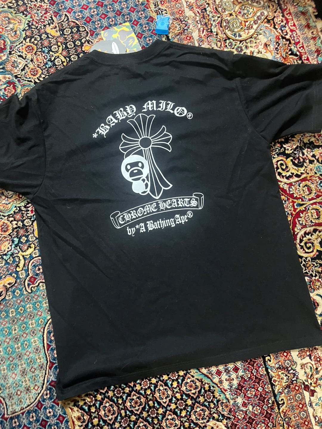 Chrome, heart X bape black T-shirt - photo 3