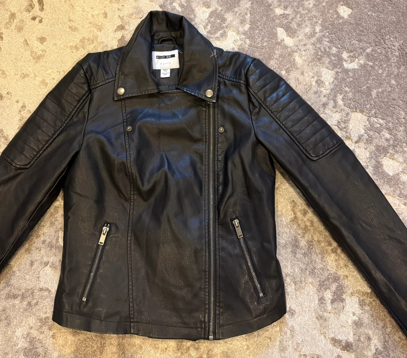 Noisy May Black Faux Leather Jacket