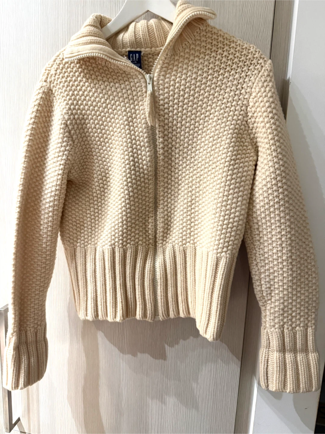 Gap Cream Cozy Wool Full-Zip Sweater