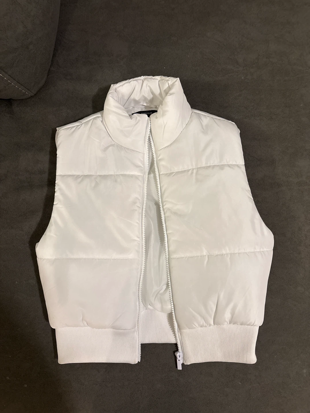 Forever 21 White Puffer Vest