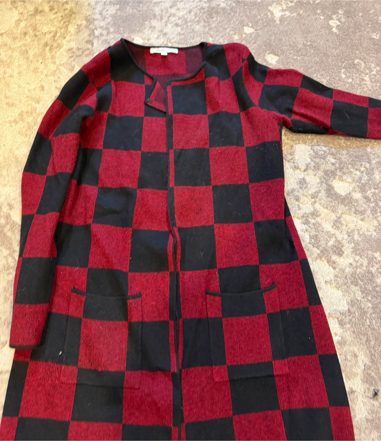 Cino Red and Black Checkered Cardigan