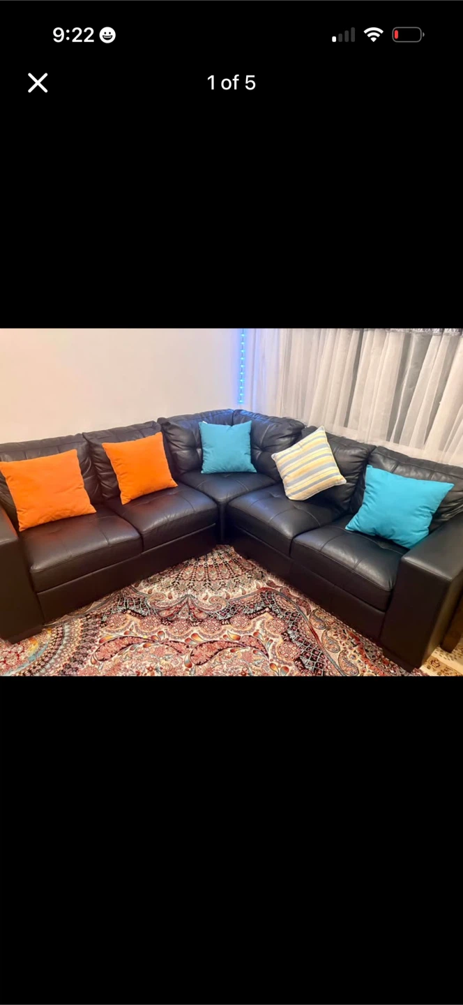 Black Sectional Sofa and Side Table - photo 3