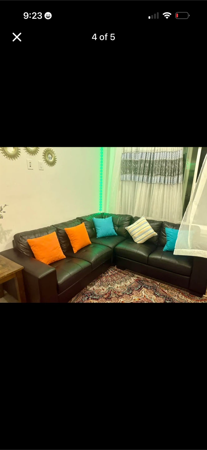 Black Sectional Sofa and Side Table - photo 4
