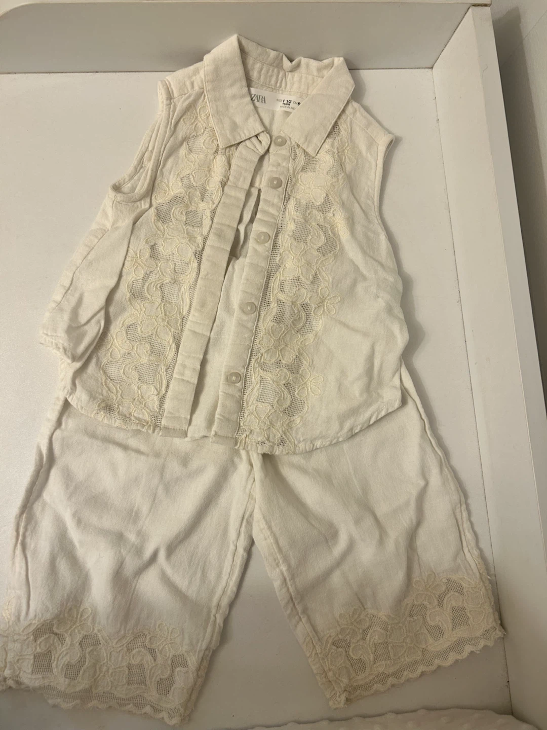 Zara Girls White Lace Detail Outfit Set