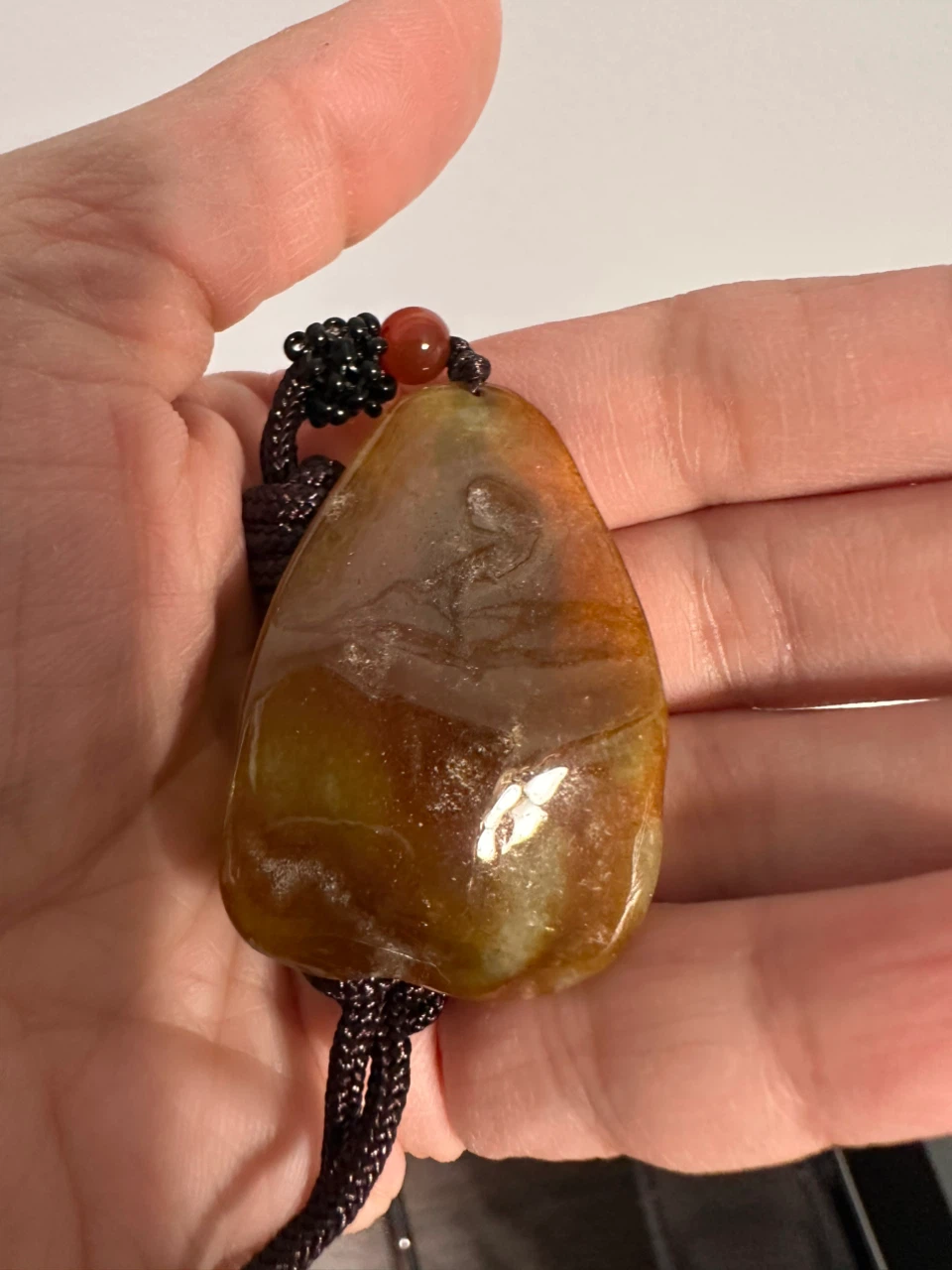 Unique Carved Jade Dragon Toad Pendant Necklace - photo 4