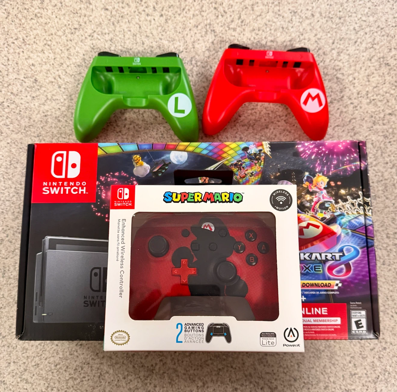 Nintendo Switch Bundle - Mario Accessories + 128GB microSD Card
