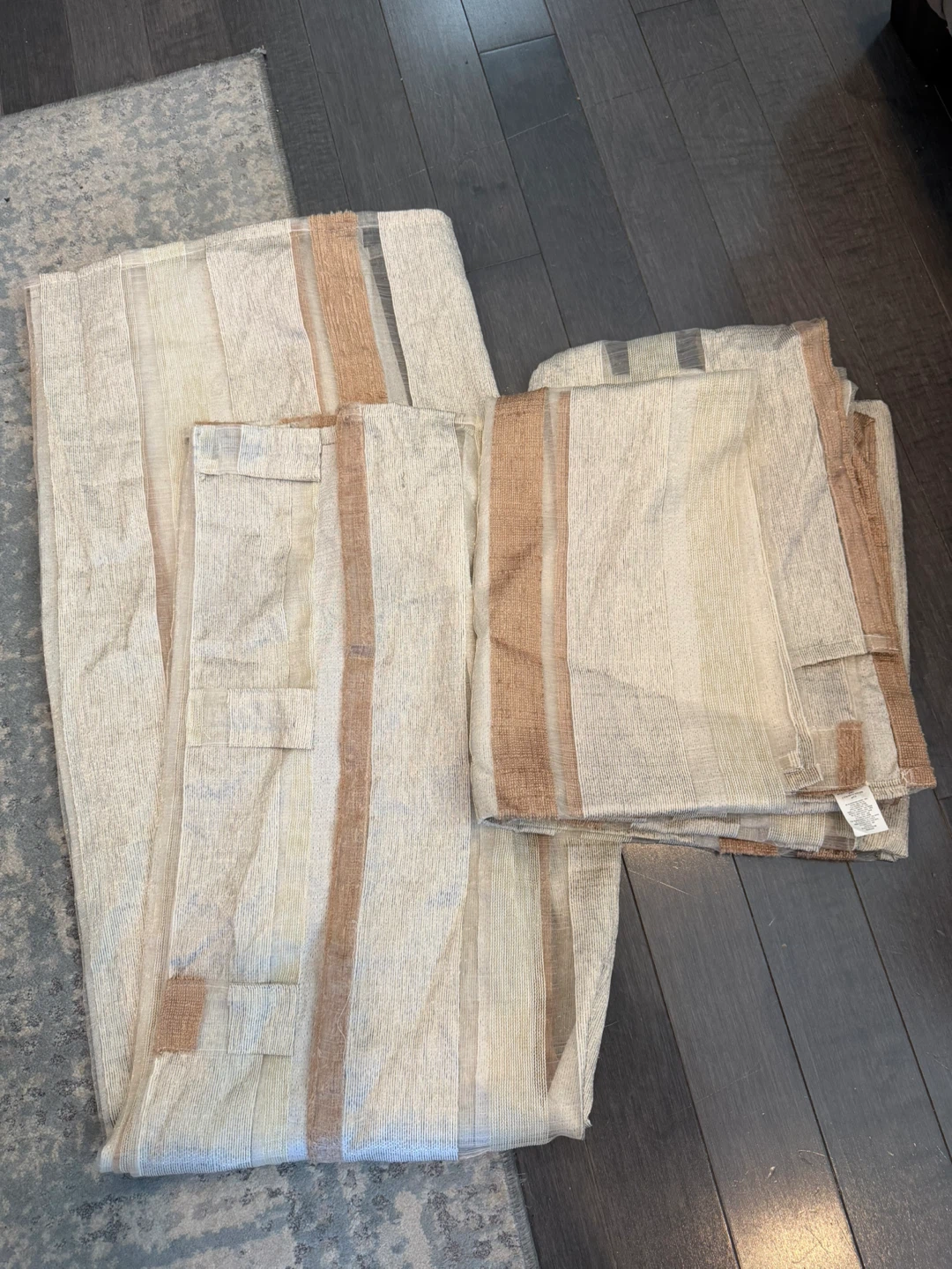 Two Striped Linen-Look Curtains