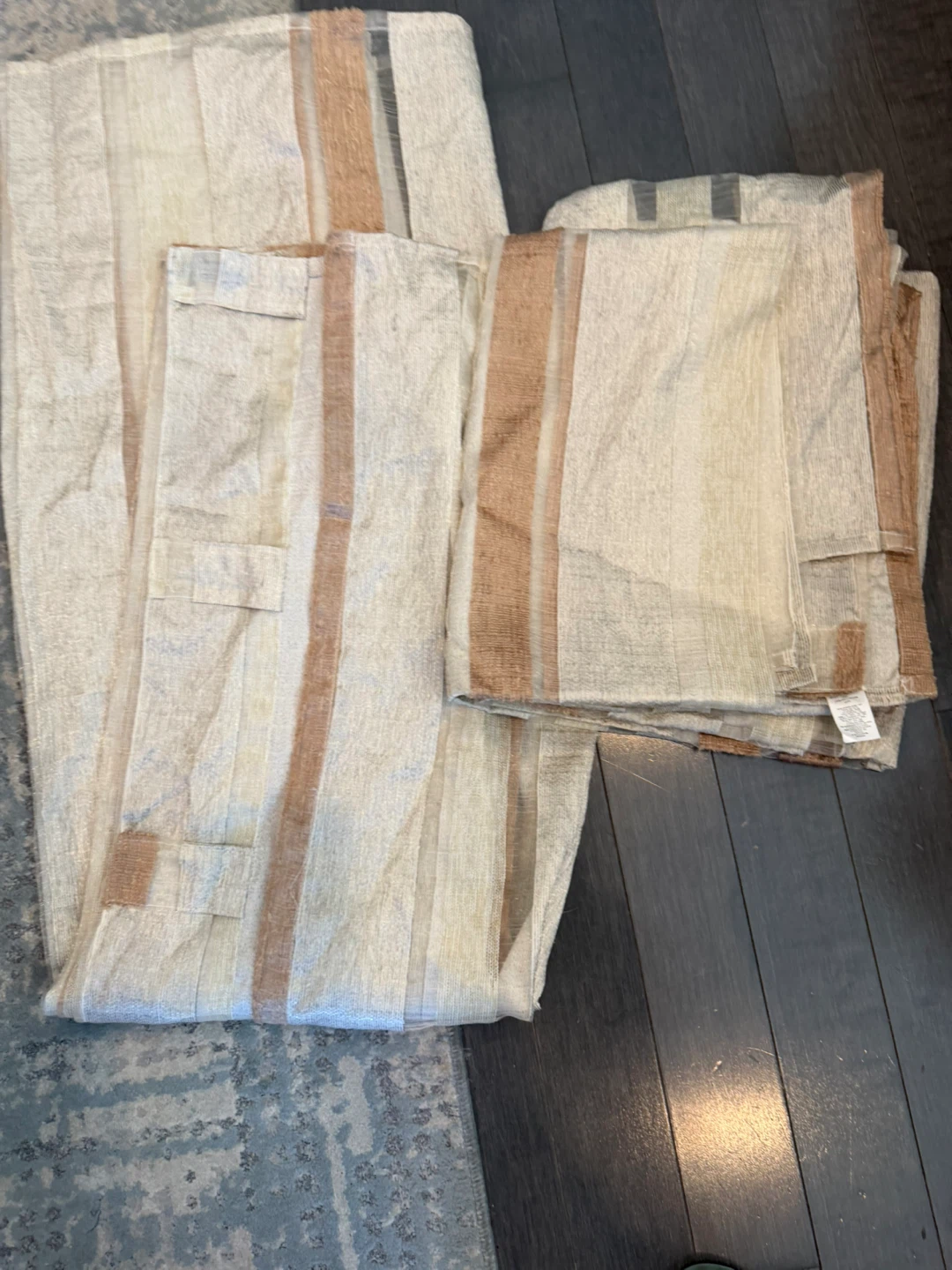 Two Striped Linen-Look Curtains - photo 2