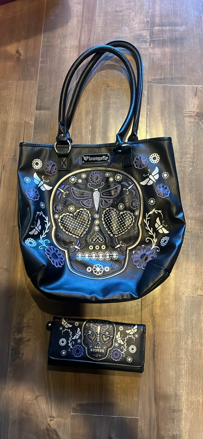 Loungefly Skull Tote Bag and Wallet Set - photo 3