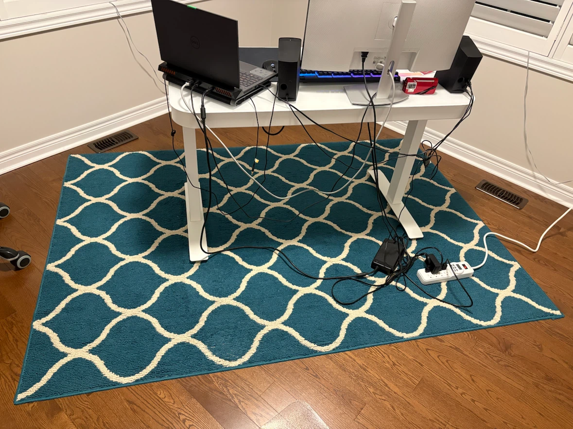 Teal and White Patterned Area Rug 5x7ft