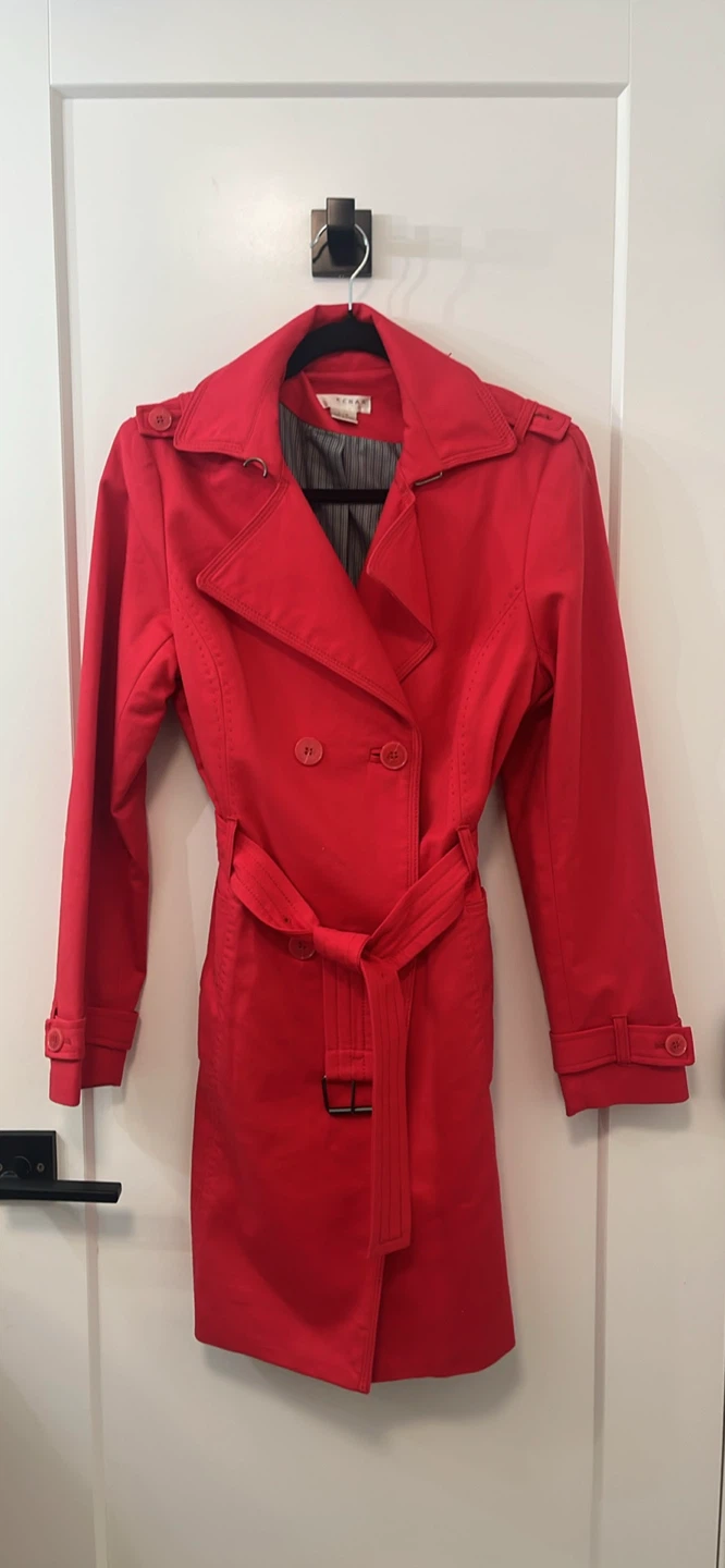 Kenar Red Trench Coat - Size Large