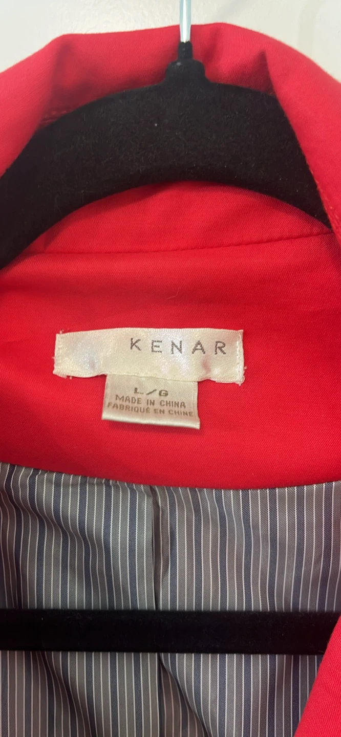 Kenar Red Trench Coat - Size Large - photo 3