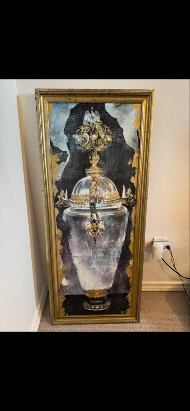 Vintage Large Framed Urn Wall Art