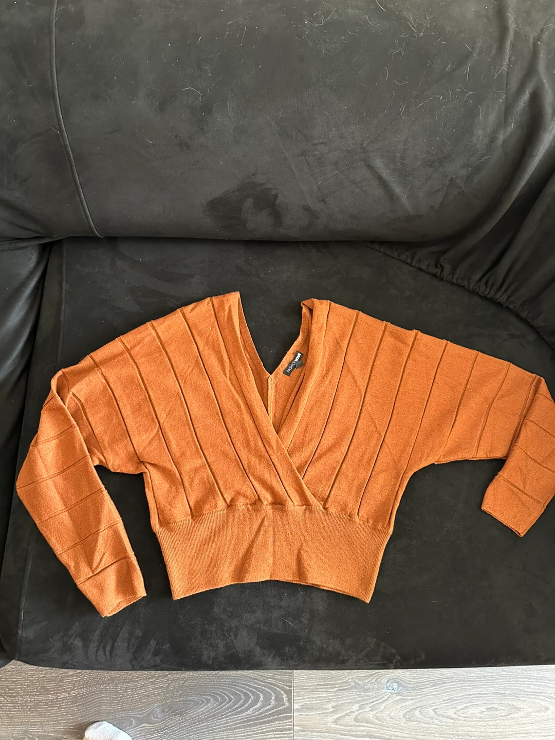 Fashion Nova Burnt Orange V-Neck Sweater