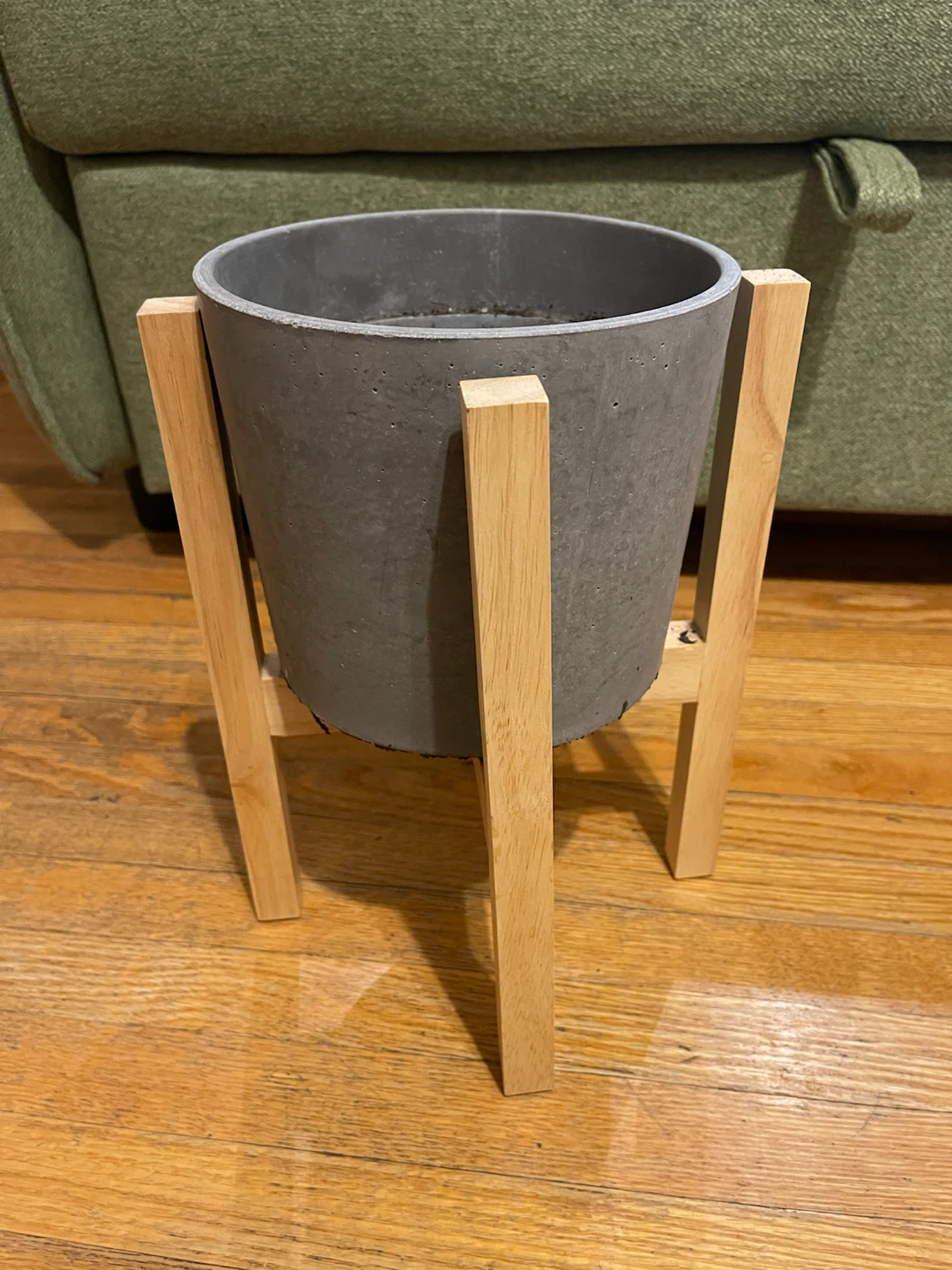 Concrete Planter with Wooden Stand