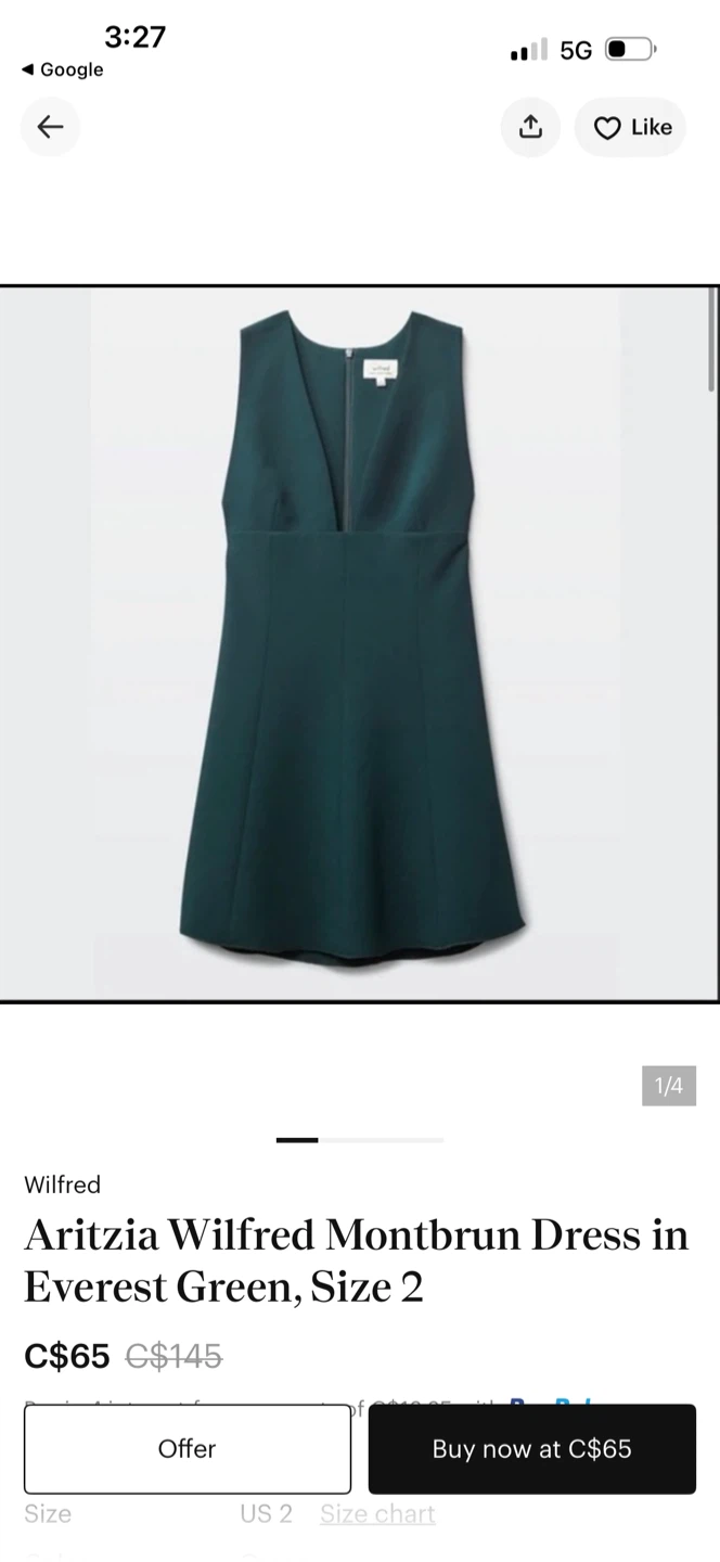 Aritzia Wilfred Montbrun Dress Everest Green - photo 2