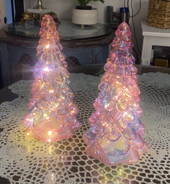 Set of Two Iridescent Glass Christmas Trees - photo 2