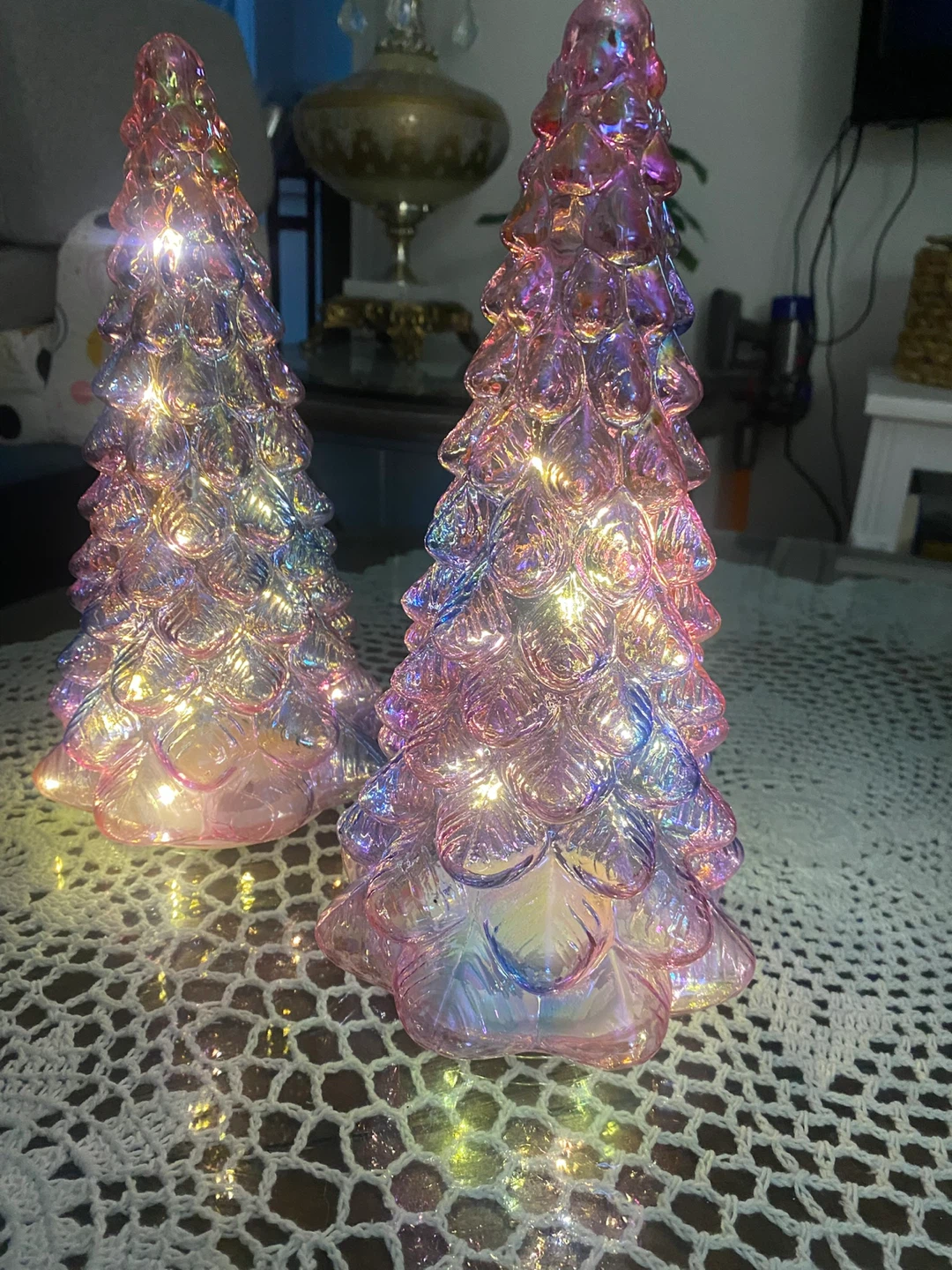 Set of Two Iridescent Glass Christmas Trees - photo 3