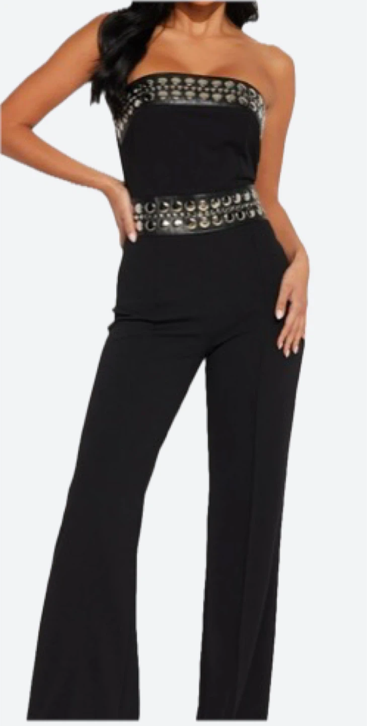Fashion Nova Black Studded Jumpsuit