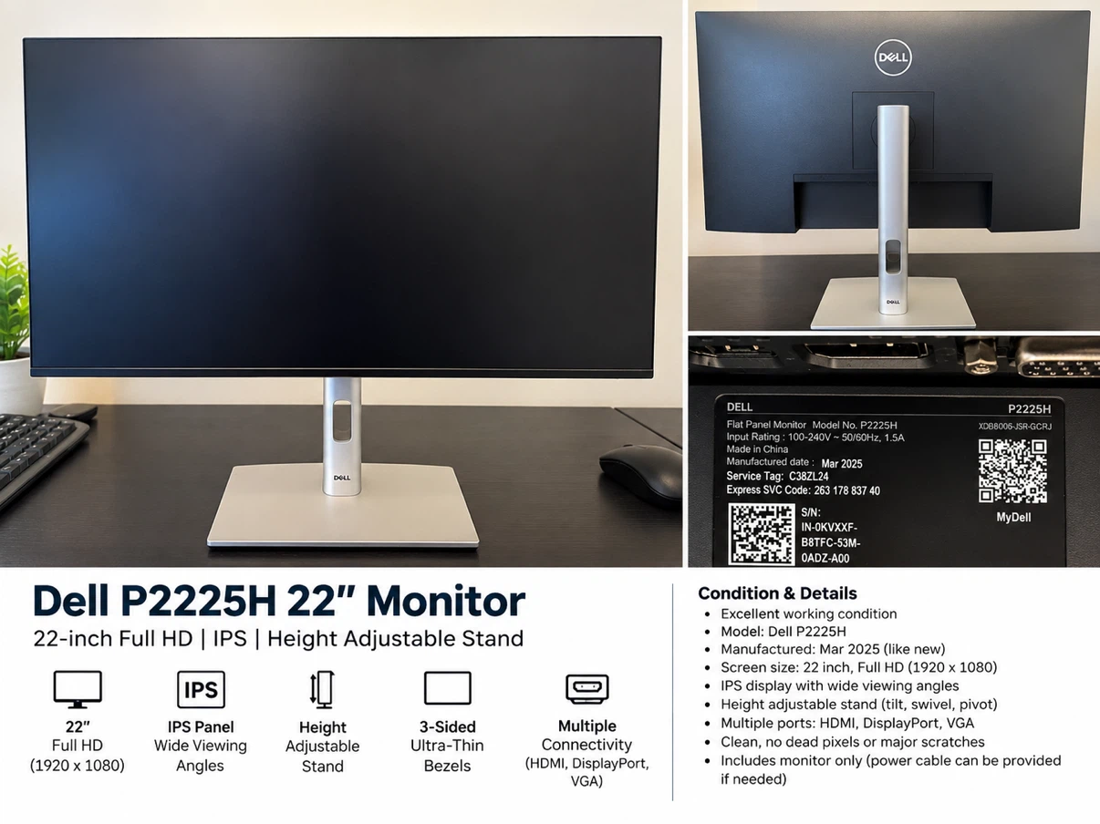 Dell P2225H 22” Full HD IPS Monitor – 100Hz