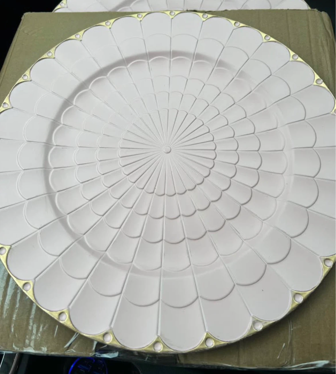 Set of 12 Pale Pink Decorative Charger Plates