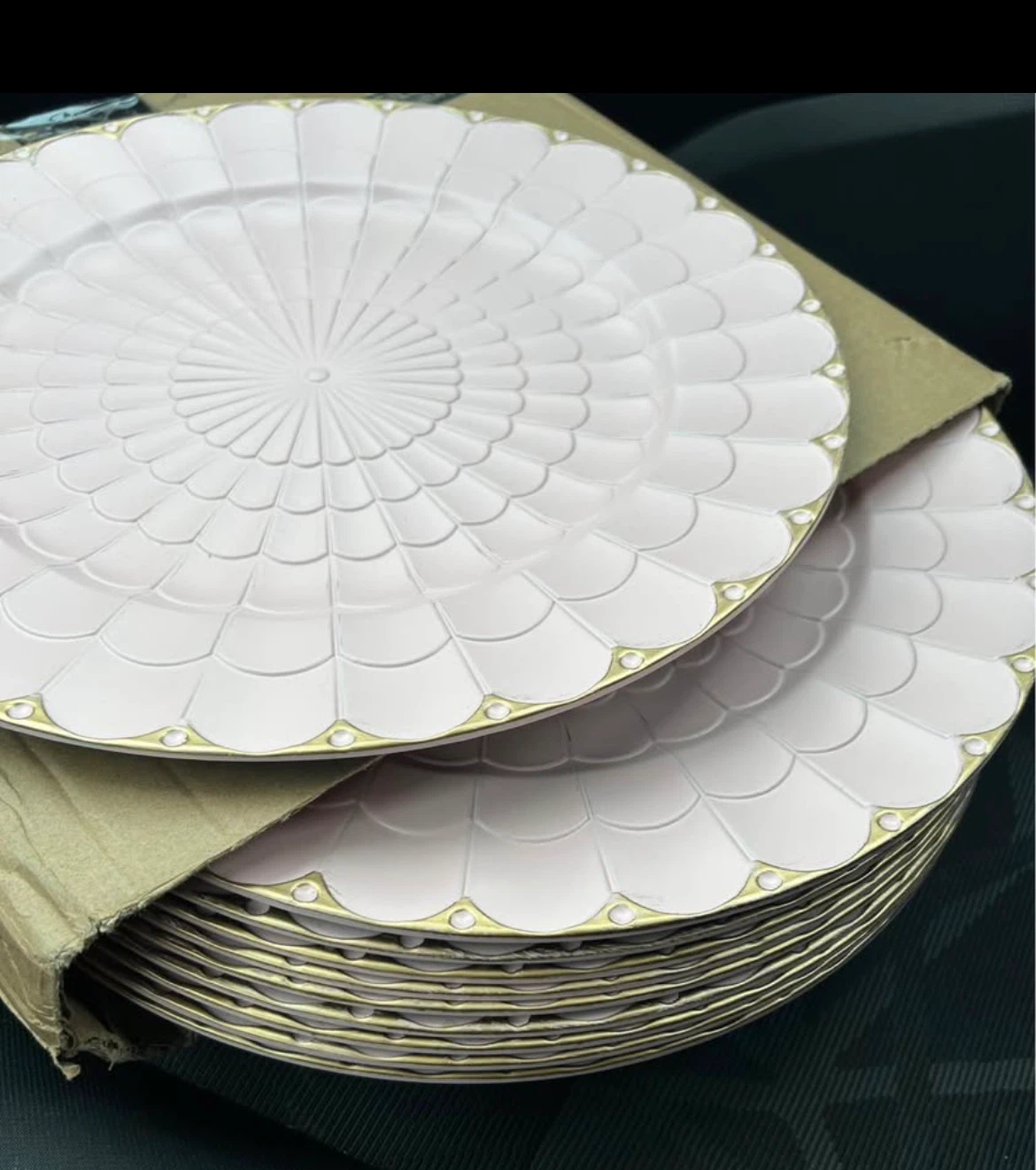 Set of 12 Pale Pink Decorative Charger Plates - photo 2