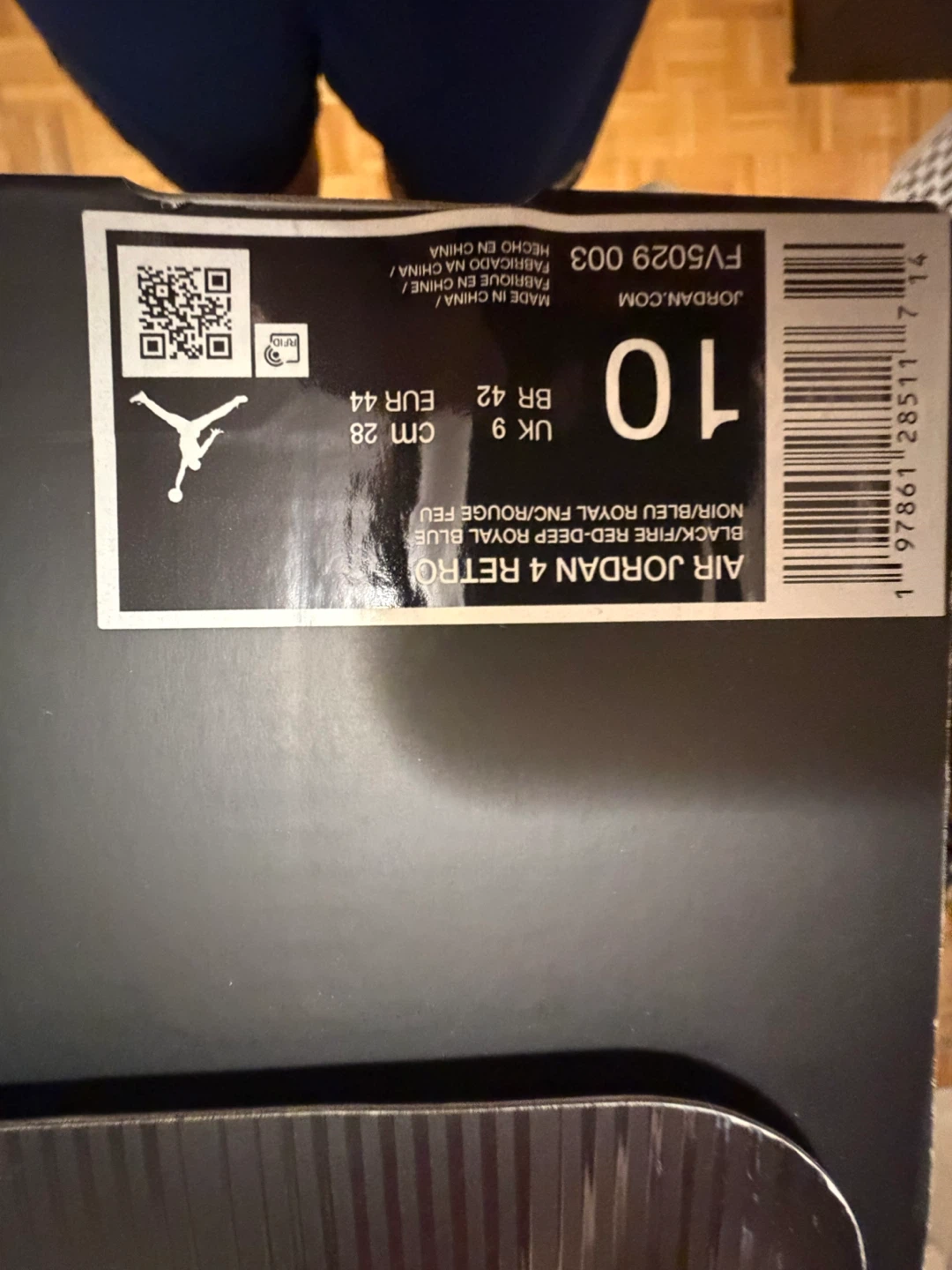Air Jordan 4 Retro Black/Fire Red-Deep Royal Blue Size 10 - photo 3