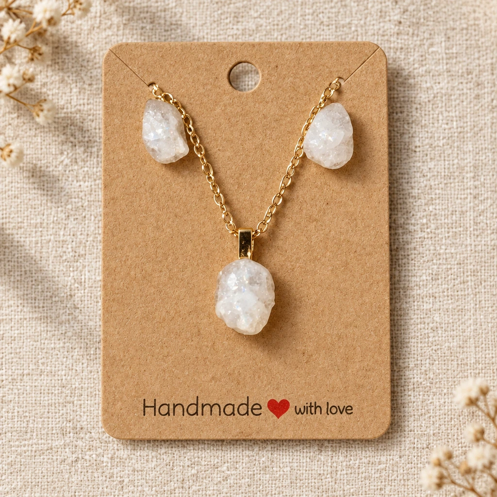 🌊Handcrafted Precious Stone Earring & Necklace