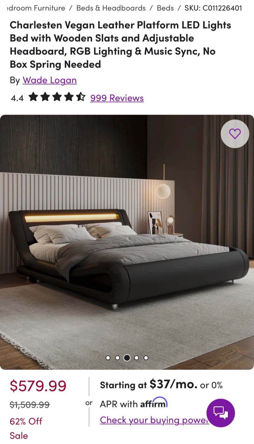 Wade Logan Charlesten Vegan Leather Platform Bed - photo 5